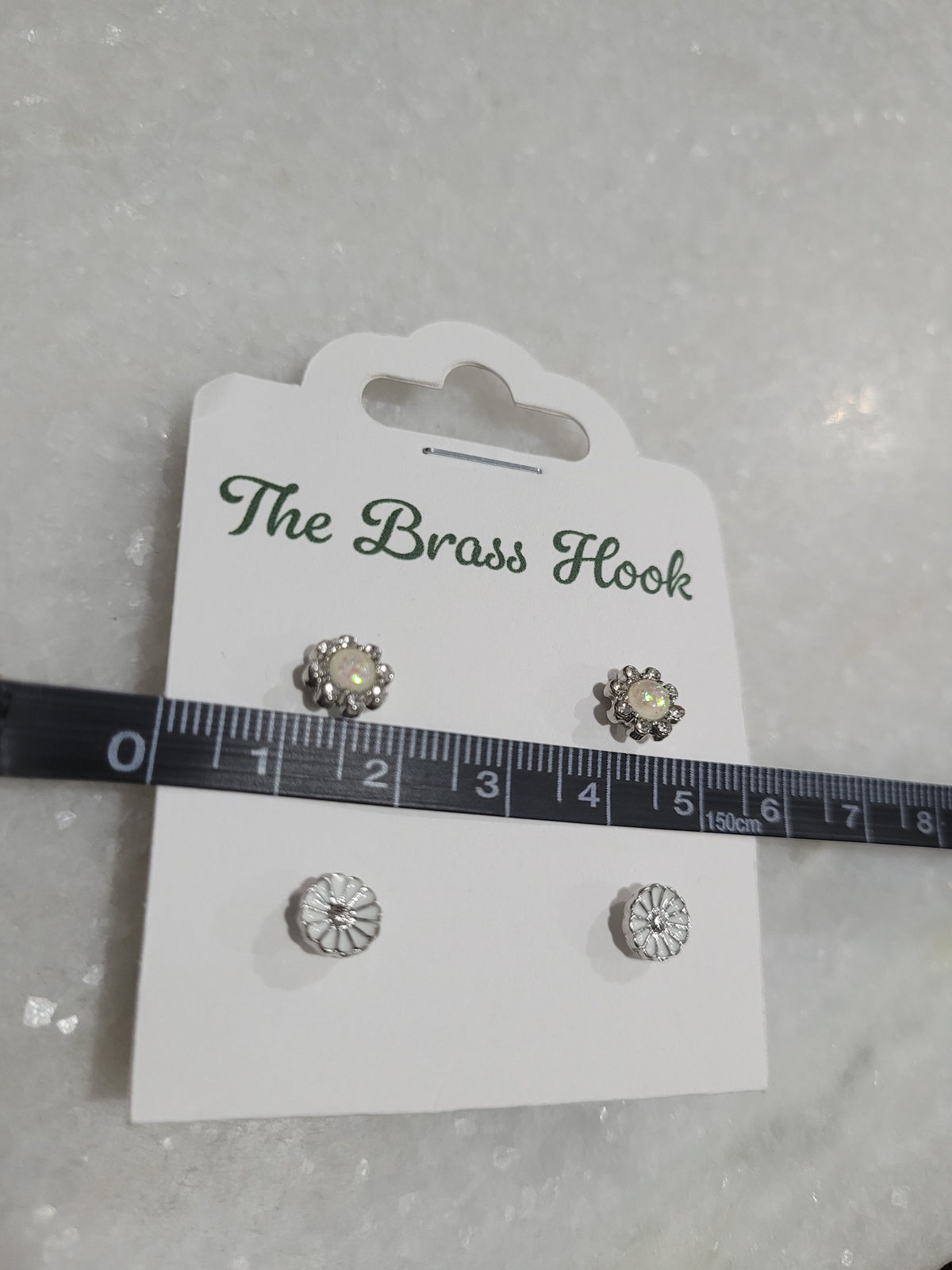 2-Pair Silver Tone Floral Stud Earrings