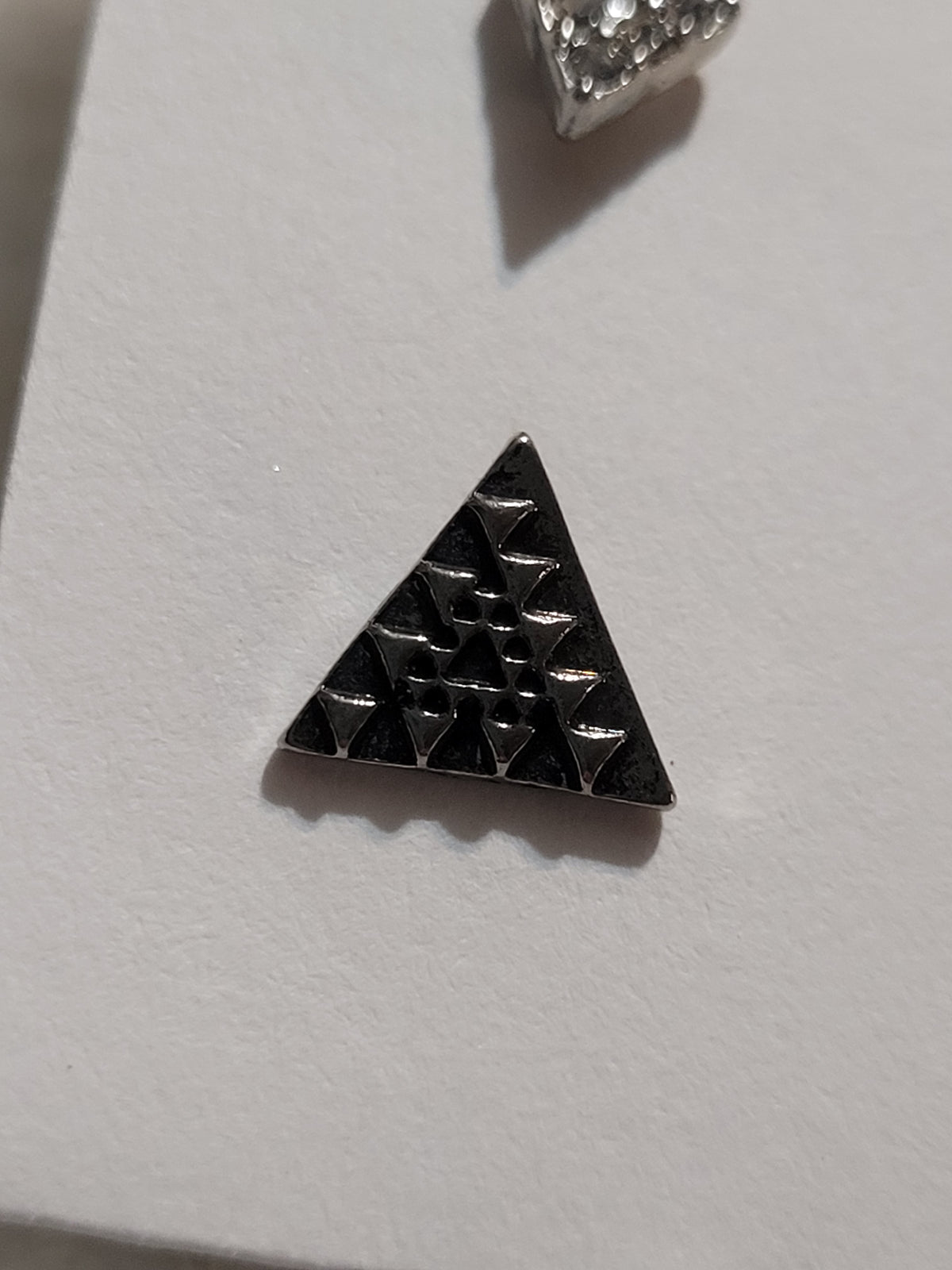 2-Pair Silver Tone Triangle Stud Earrings