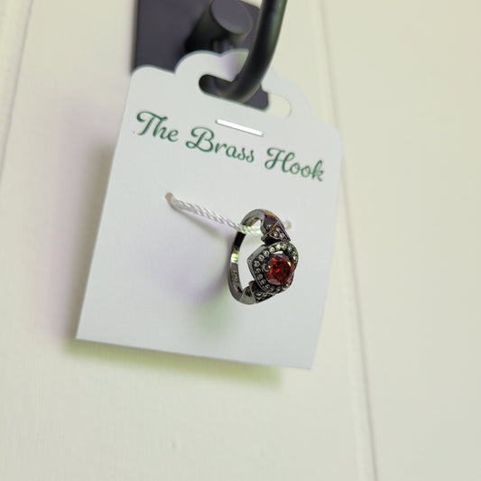 925 Sterling Silver Garnet-Style Ring