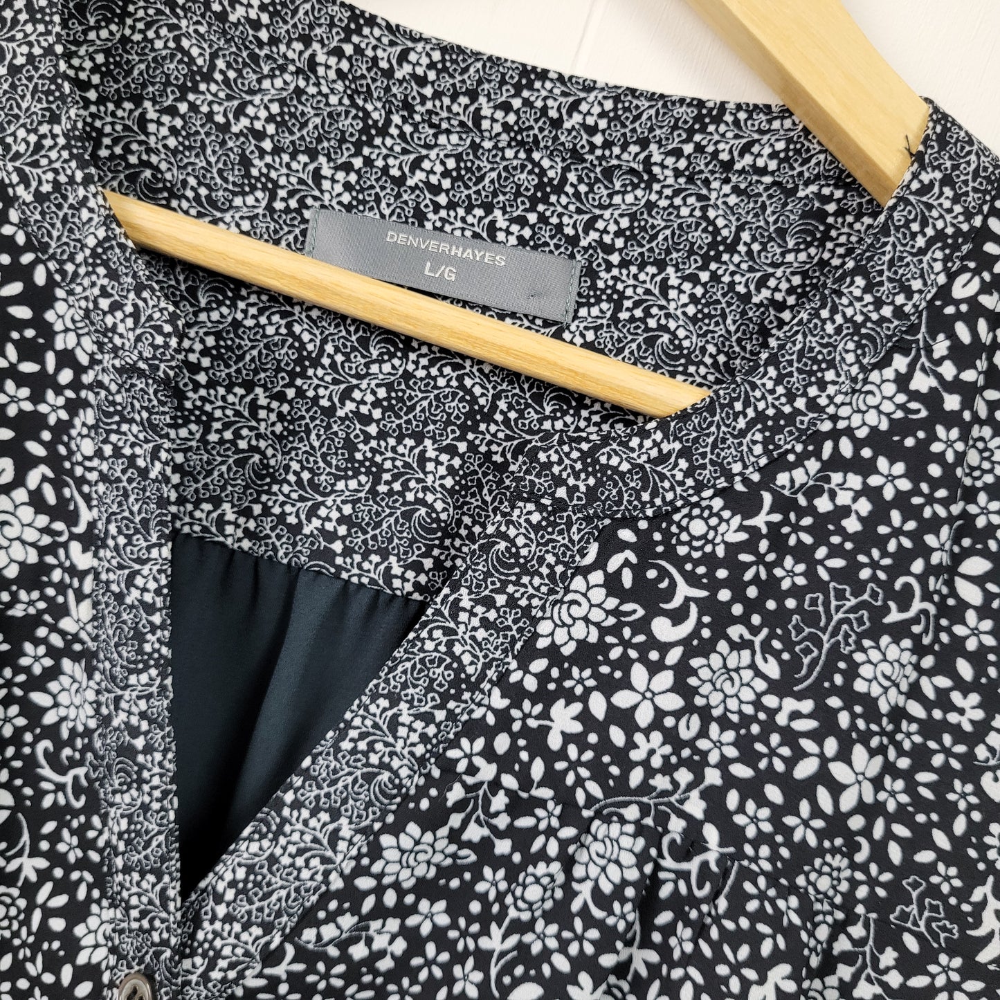 Black & White Floral Button Front Dress - Denver Hayes (Large)