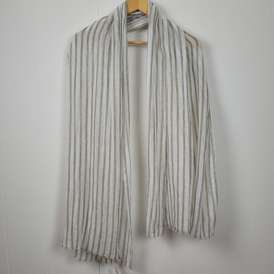 Lightweight Neutral Striped Scarf / Wrap