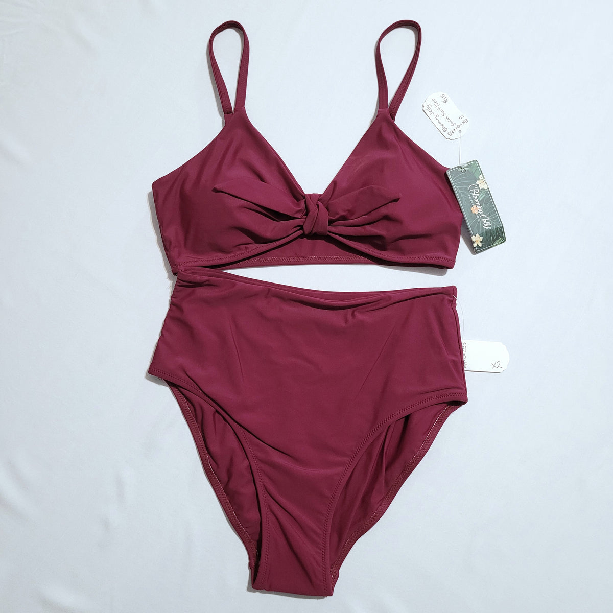 Burgundy High-Waisted Bikini Set - Blooming Jelly (S)
