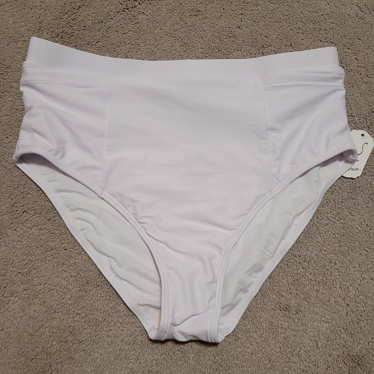 White High-Waisted Swim Bottoms - Tempt Me (M)