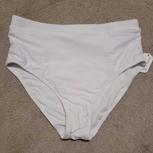 White High-Waisted Swim Bottoms - Tempt Me (M)