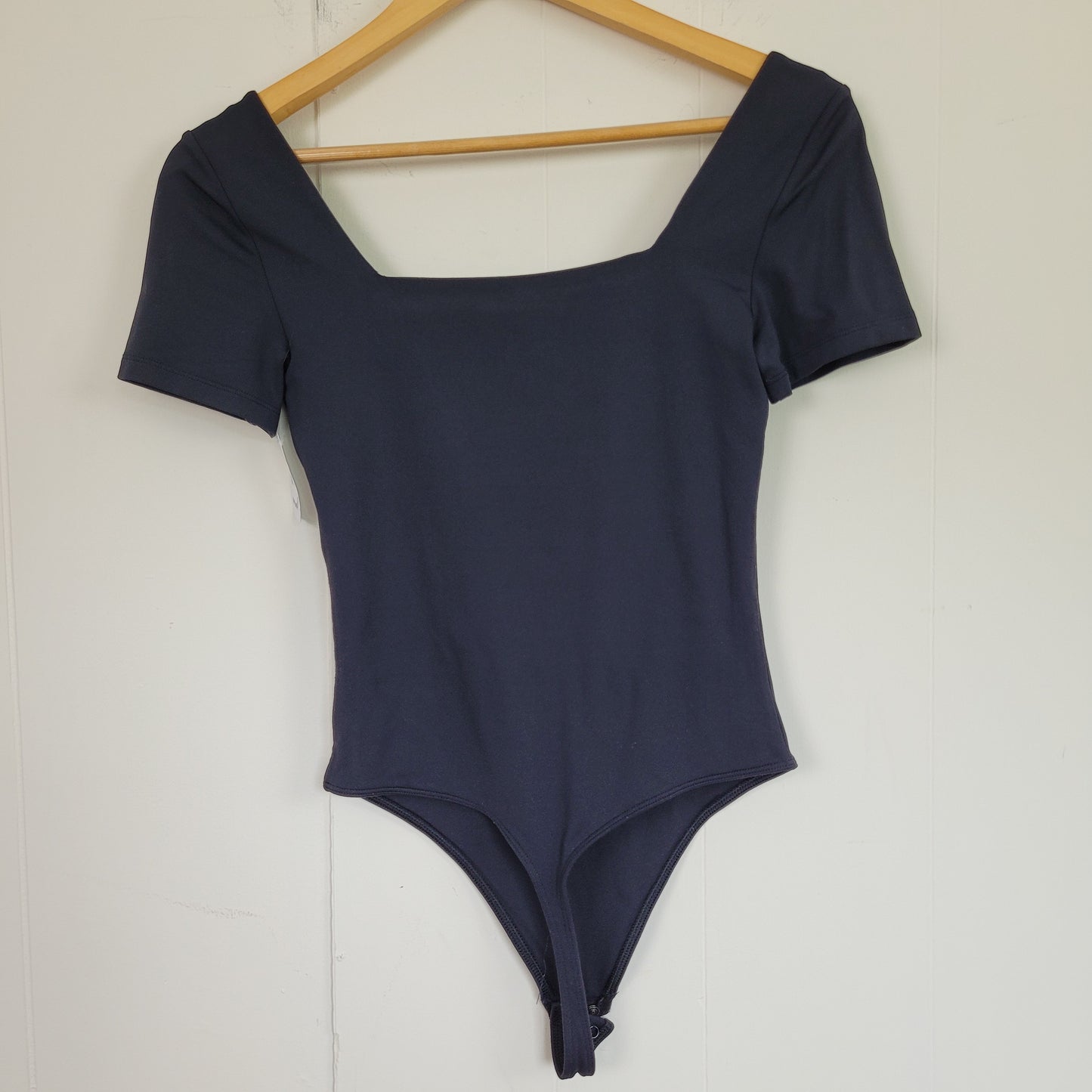 Black Square Neck Short Sleeve Bodysuit - Babaton (Size Small)