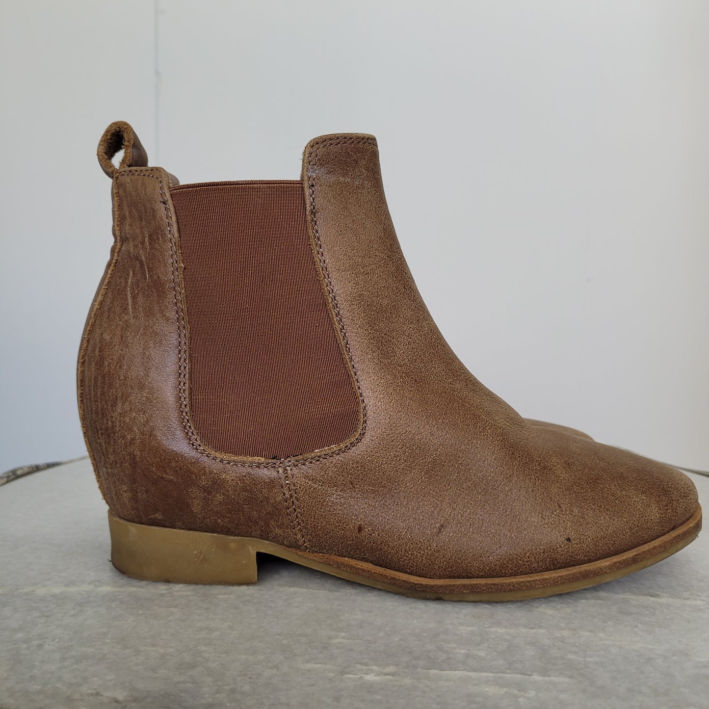 Brown Distressed Leather Chelsea Boots - Roots Made in Italy (Size 35)