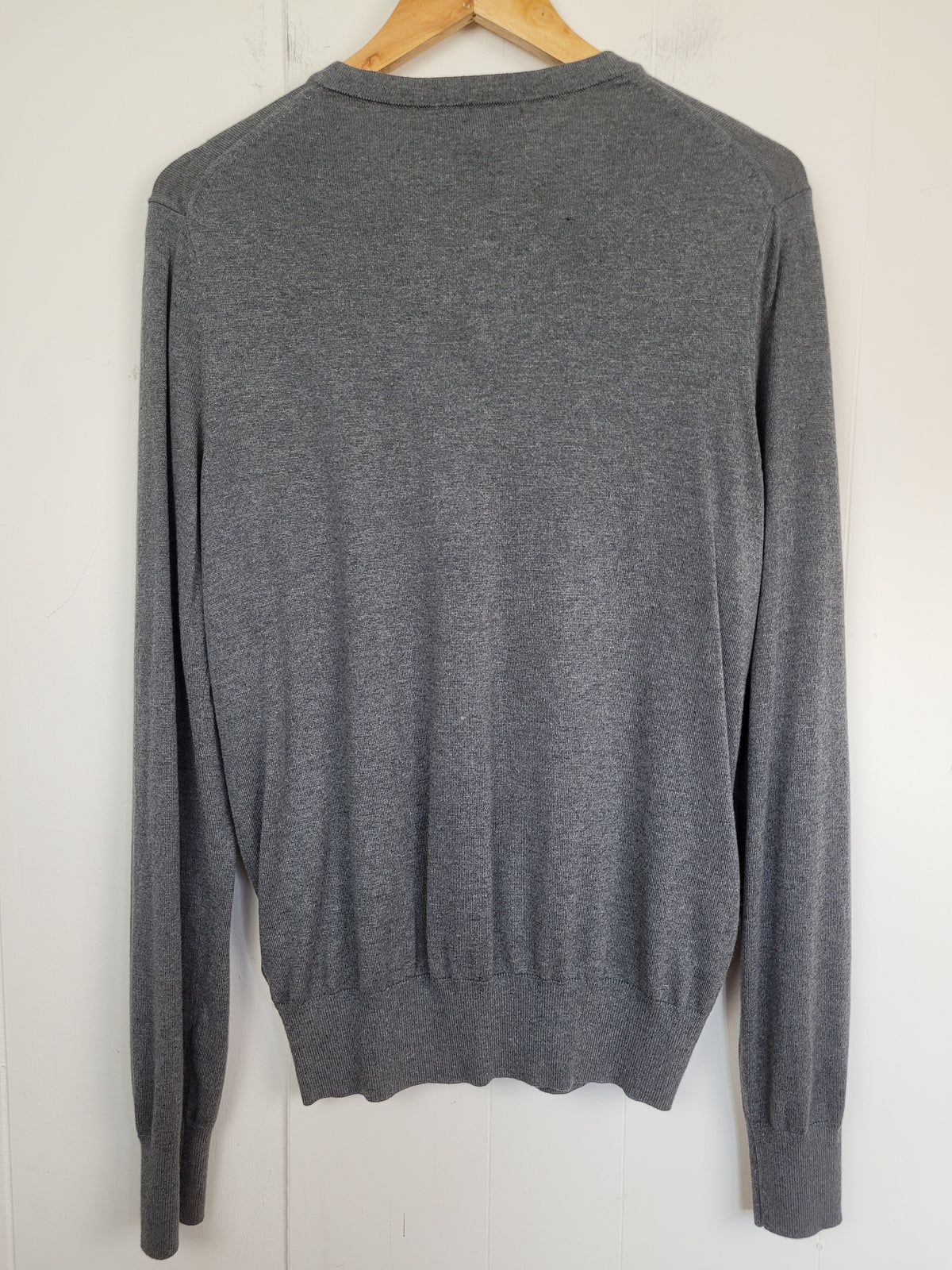 Banana Republic Medium Mens Grey Luxury Blend Silk Cotton Cashmere V-Neck Sweater