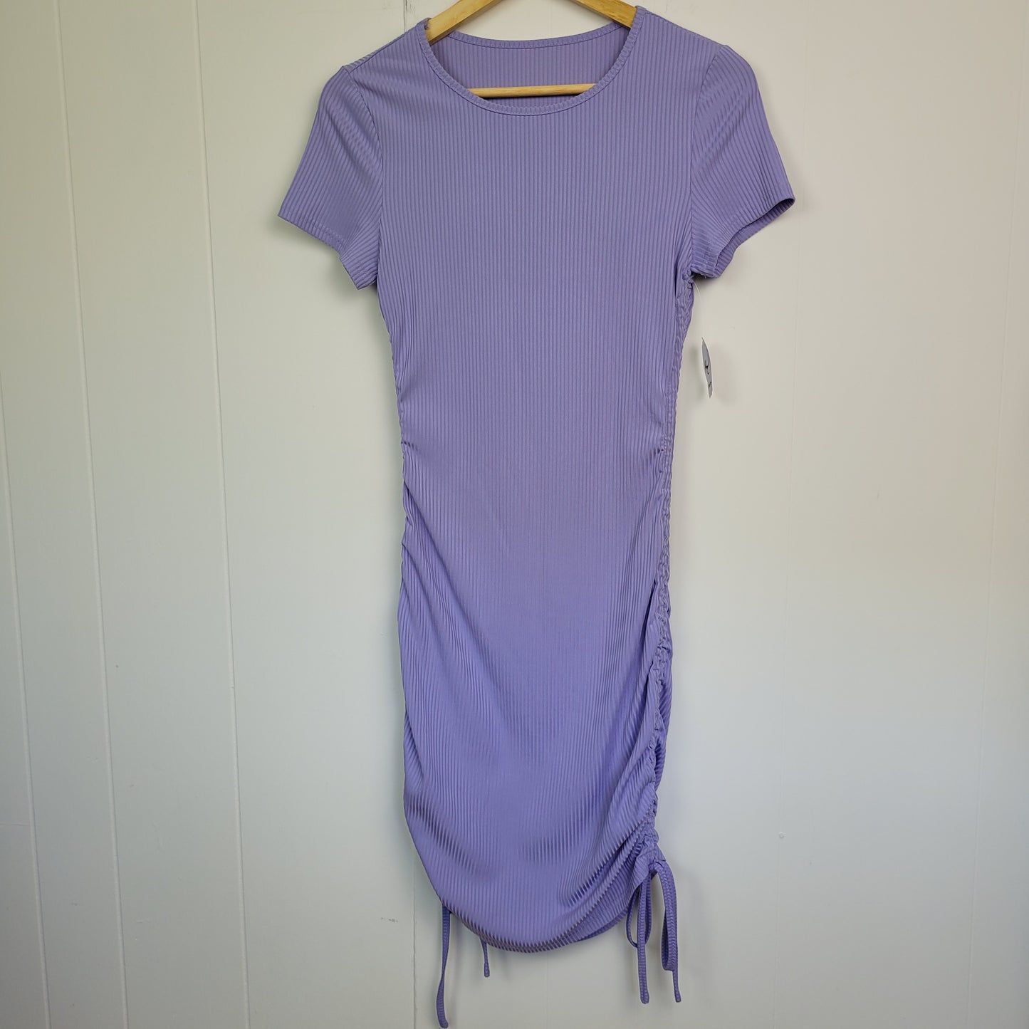 Lavender Ribbed Ruched Bodycon Dress - Shein (Small - 6)