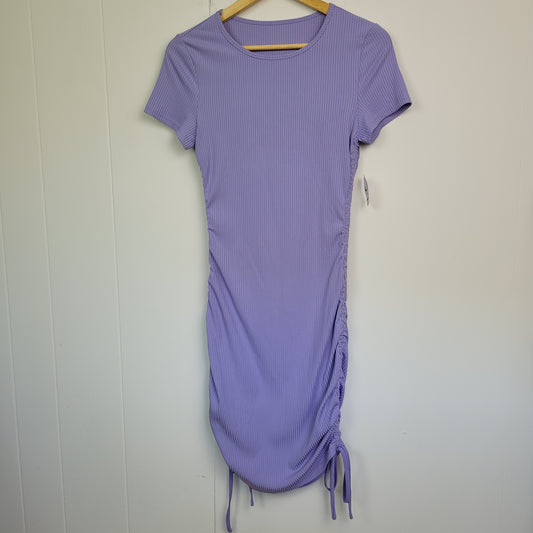 Lavender Ribbed Ruched Bodycon Dress - Shein (Small - 6)