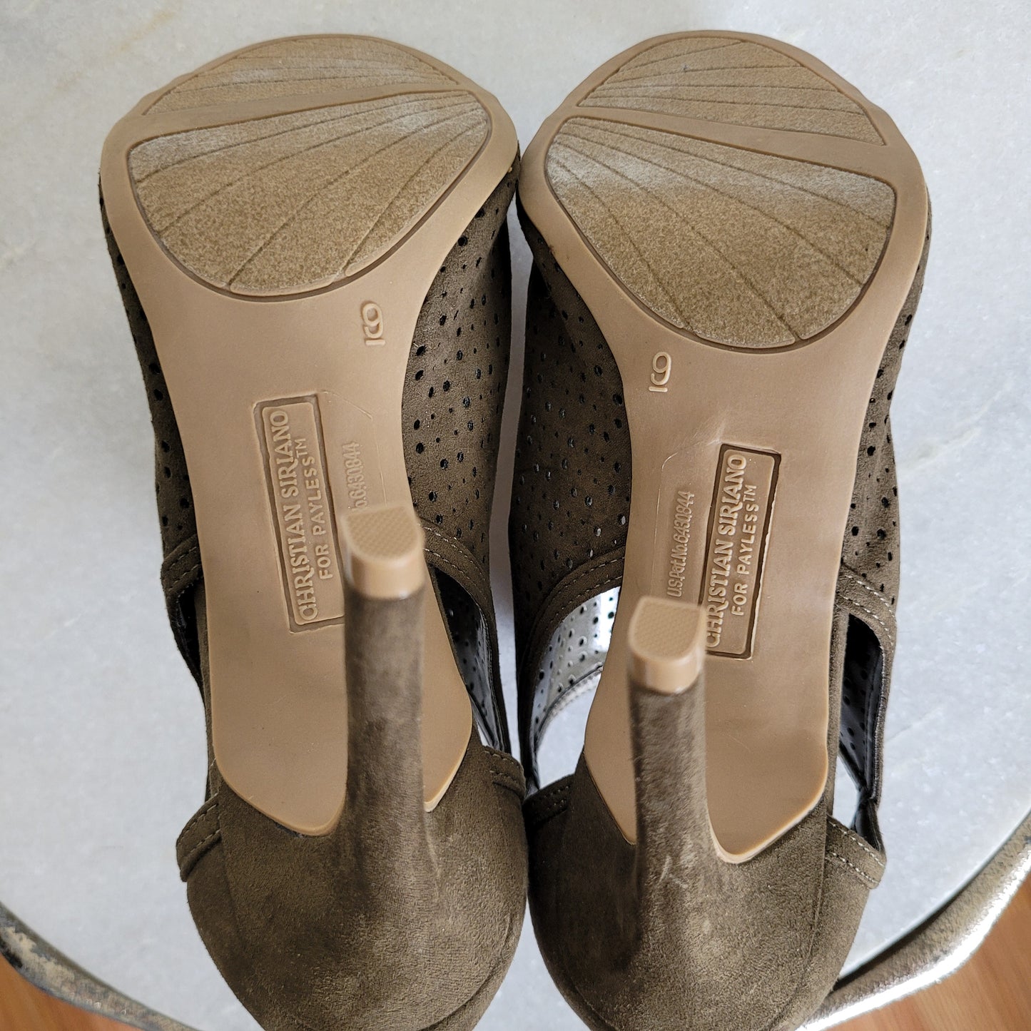 Olive Perforated Peep-Toe Heels - Christian Siriano for Payless(Size 9)