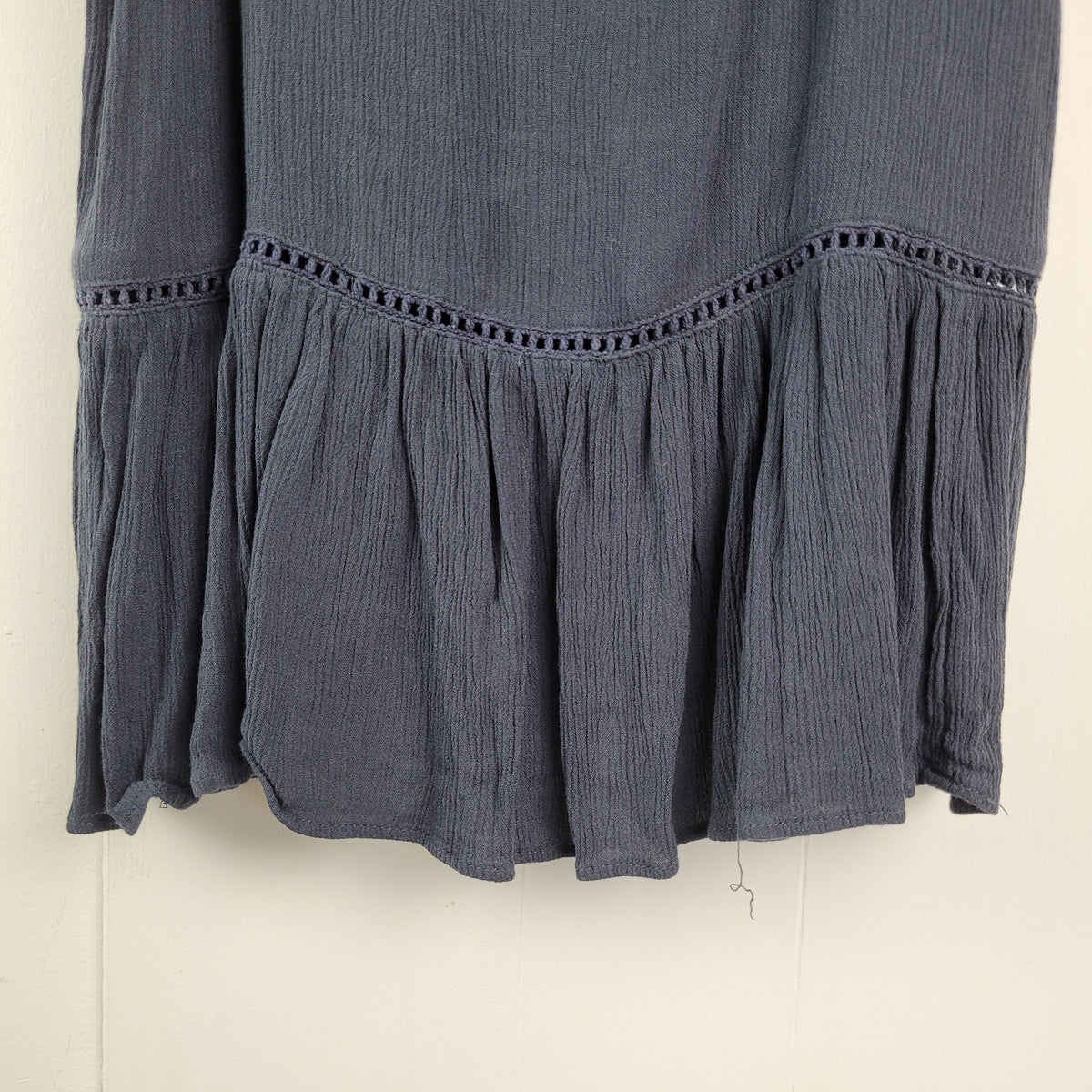 Navy Lace-Up Peplum Tank Top - American Eagle (Size M)