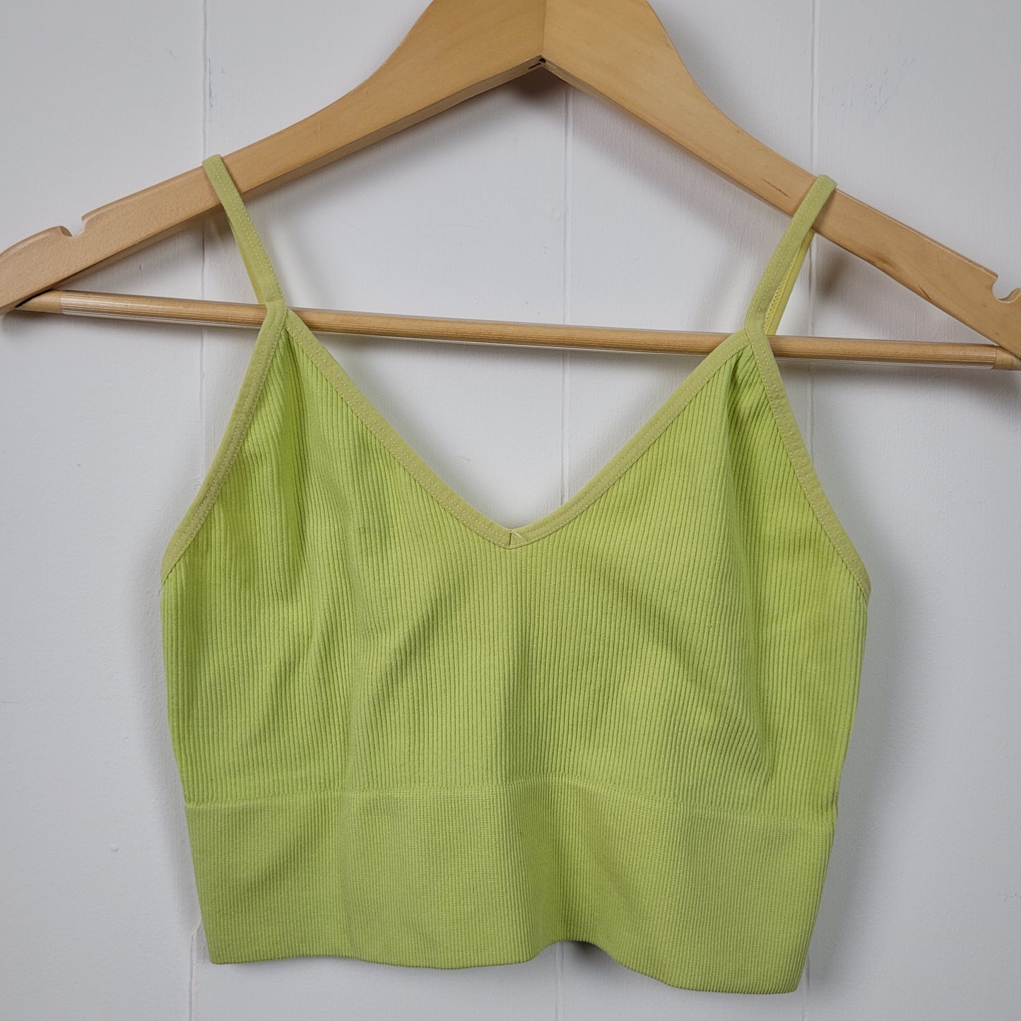 Lime Green Ribbed Seamless Cropped Tank - Bluenotes (Small)