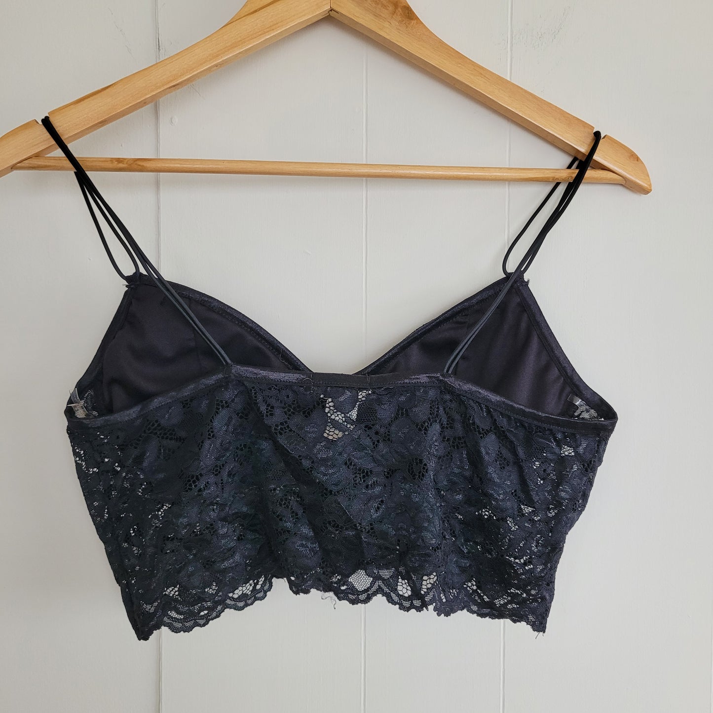 Black Lace Bustier Crop Top- Bozzolo (Size Large)