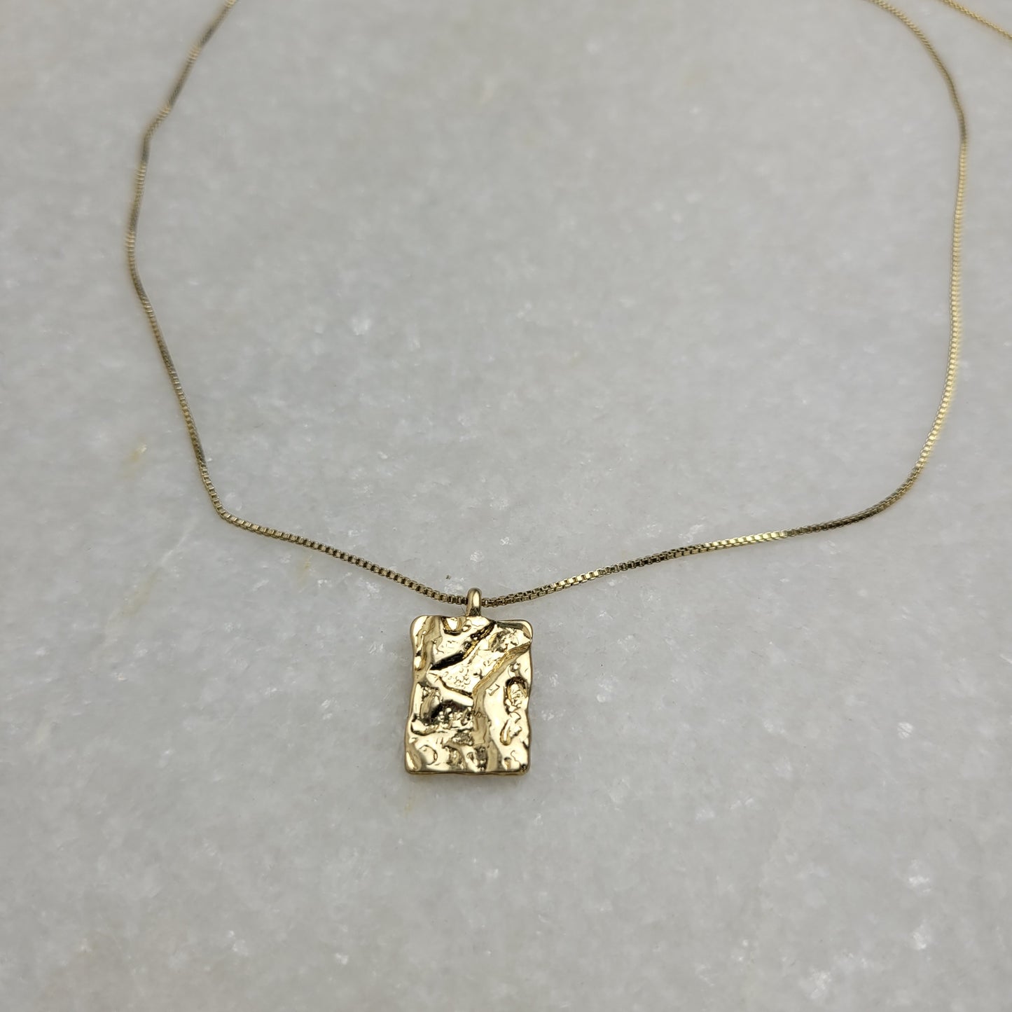 Pilgrim Gold Tone Textured Rectangle Pendant Necklace
