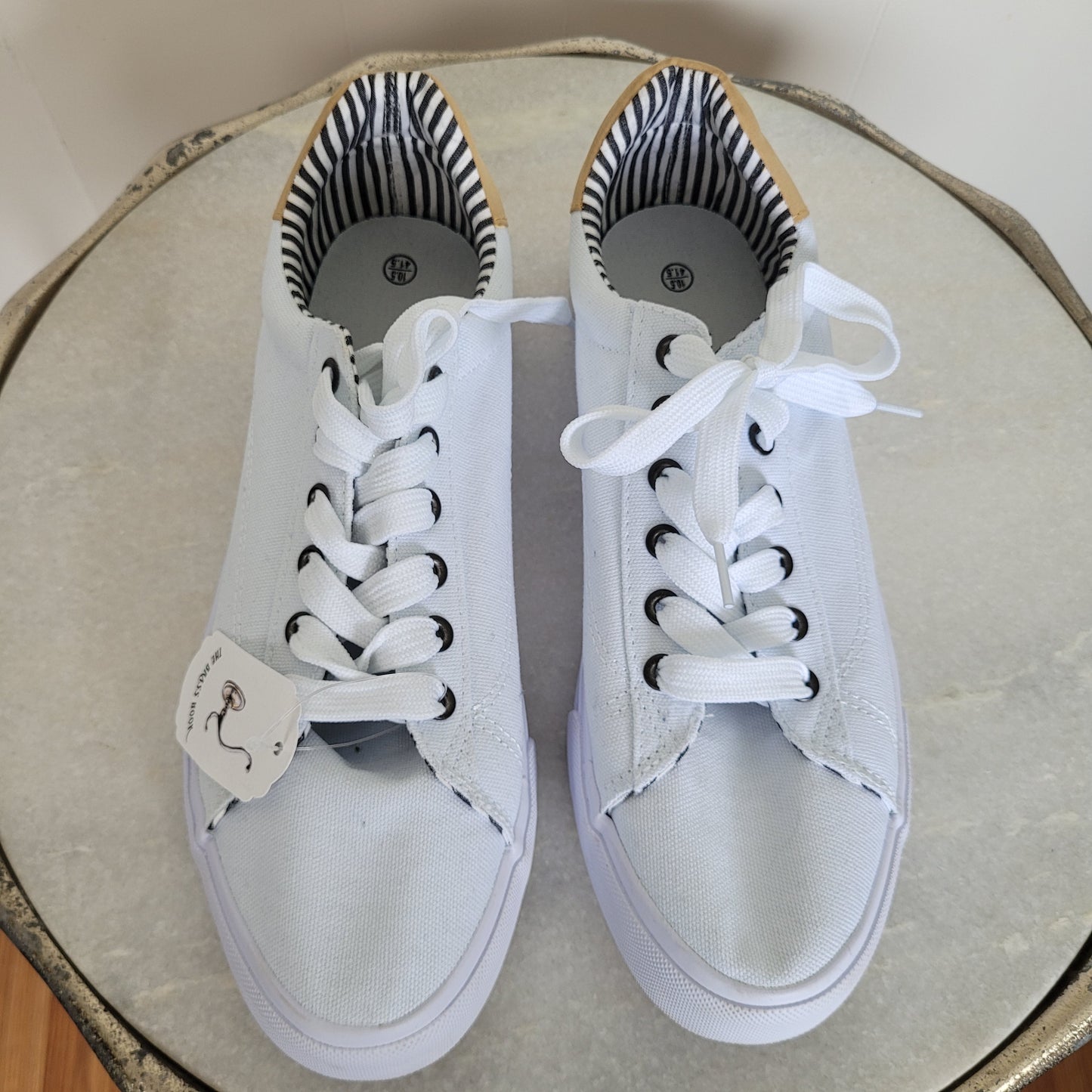 White Canvas Lace-Up Sneakers - Size 10.5
