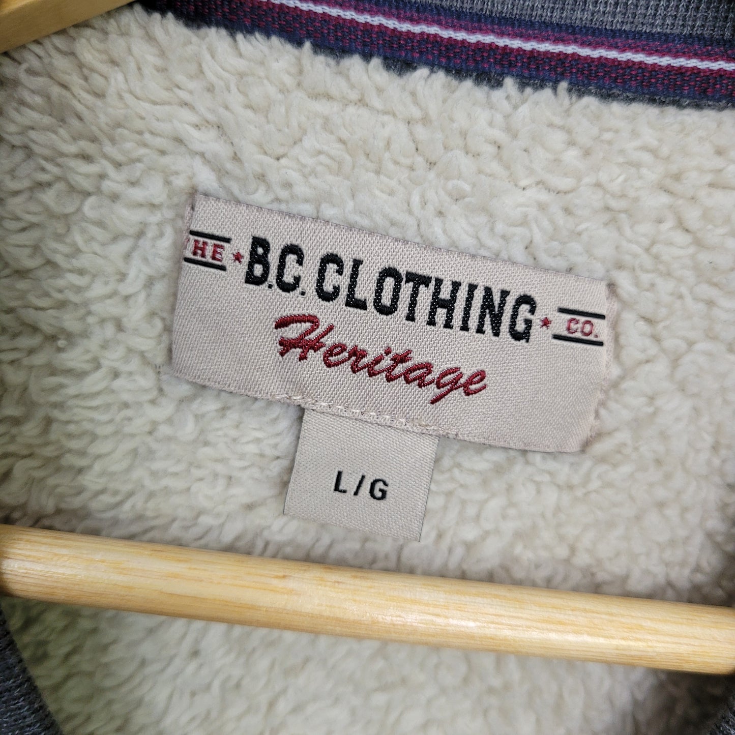 Grey Sherpa-Lined Thermal Pullover - BC Clothing Co Heritage (Large)