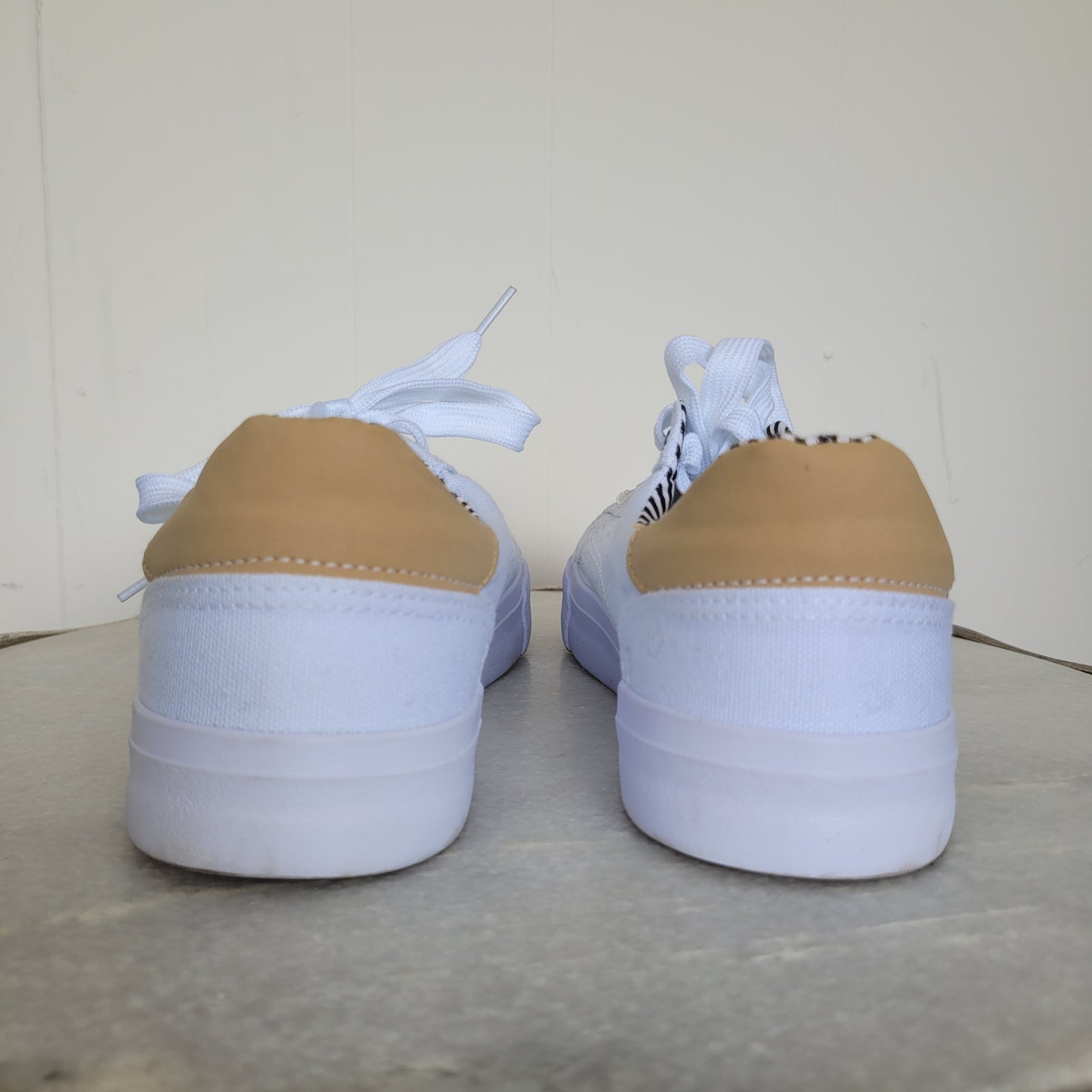 White Canvas Lace-Up Sneakers - Size 10.5