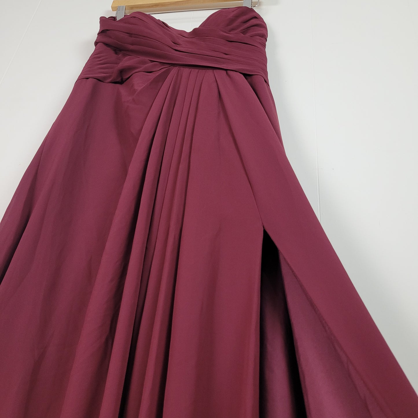 Burgundy Strapless Special Occasion Dress - Azazie (Size A12)