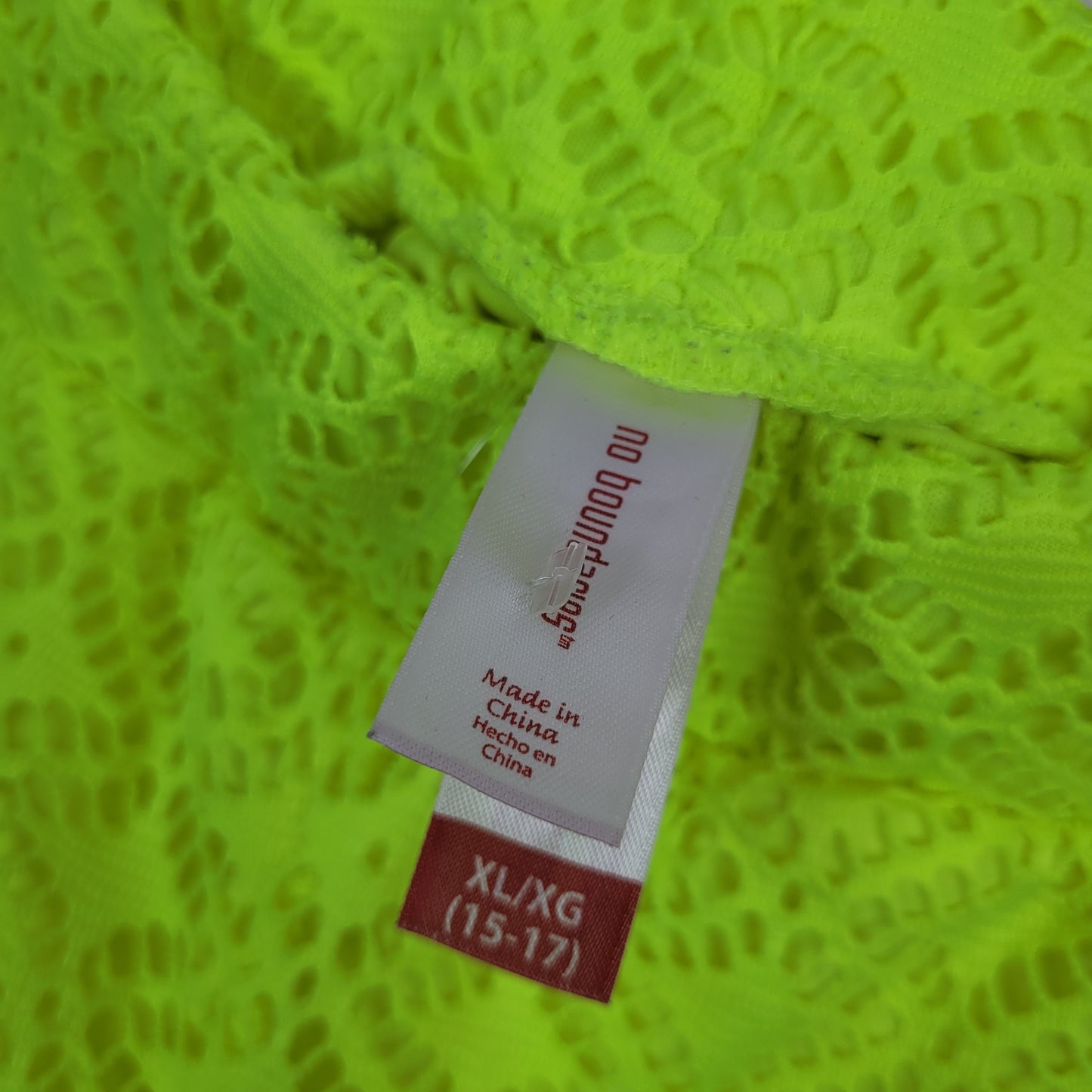 Neon Yellow Lace Shorts - No Boundaries (XL 15-17)
