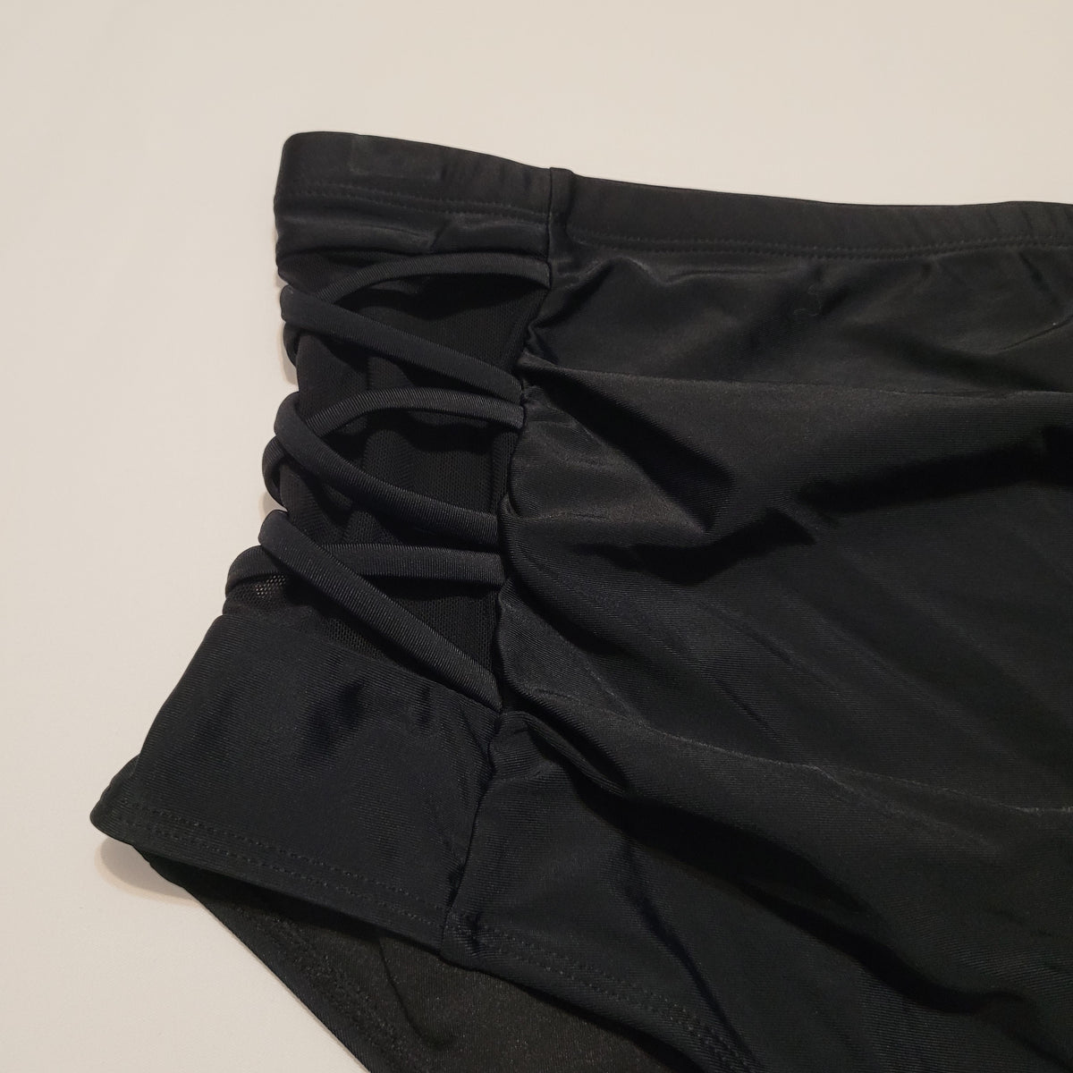 Black Strappy High-Waisted Swim Bottom - Holipick (18W)