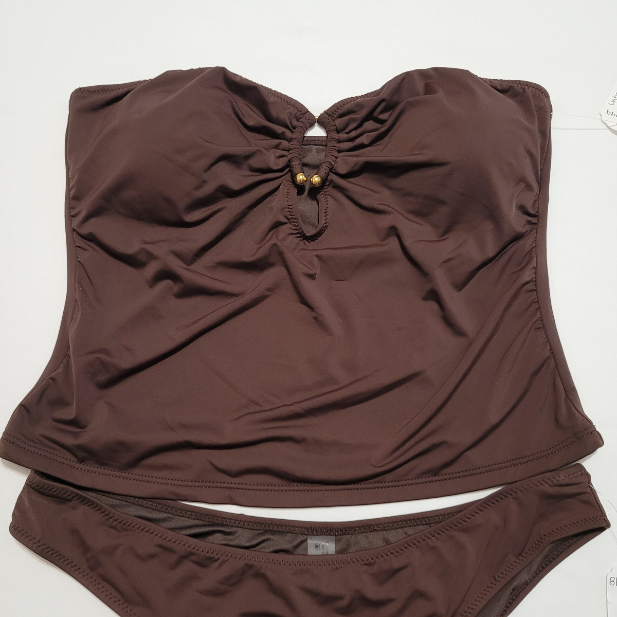 Brown Halter Tankini Swimsuit Set - Unbranded (L)