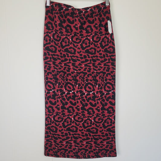 Red Leopard Print Midi Skirt - Shein (M)