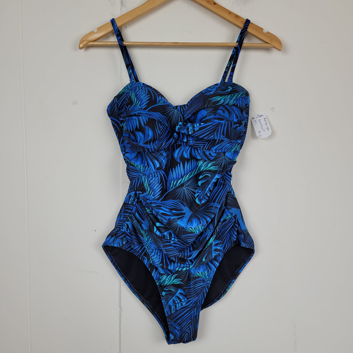 Blue Tropical Print One-Piece Swimsuit - Relleciga (M)