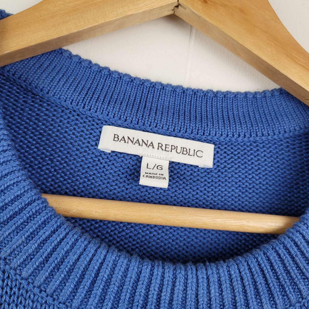 Blue Cotton Silk Crewneck Sweater - Banana Republic (Size L)