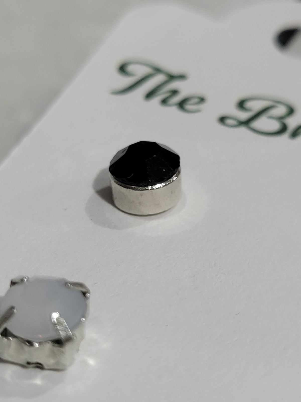 2-Pair Black & Grey Faceted Stud Earrings