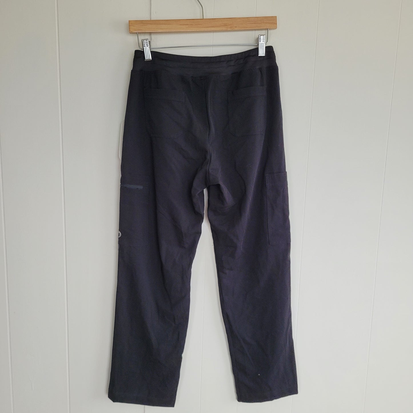 Black Cargo Scrub Pants Drawstring Utility Style - Health Pro (Small)