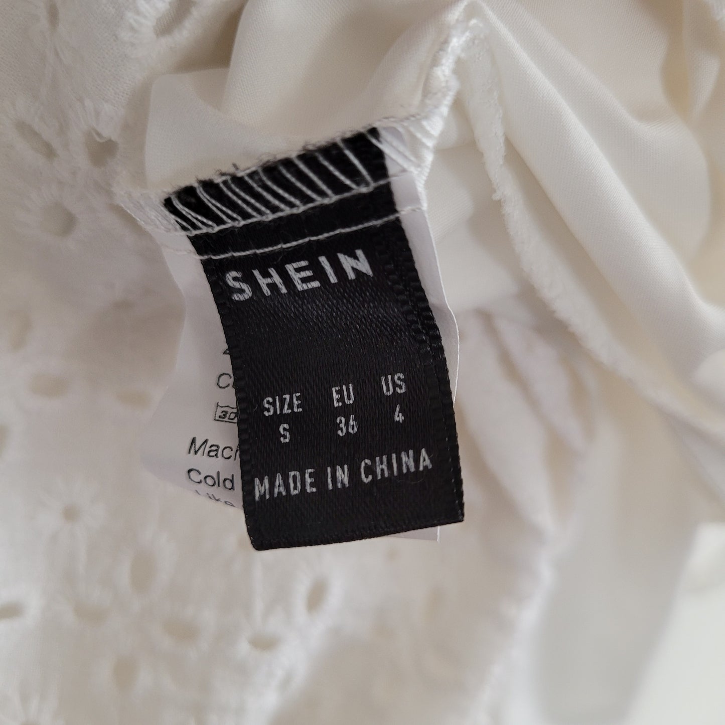 White Eyelet Puff Sleeve Mini Dress – Shein (Size Small)