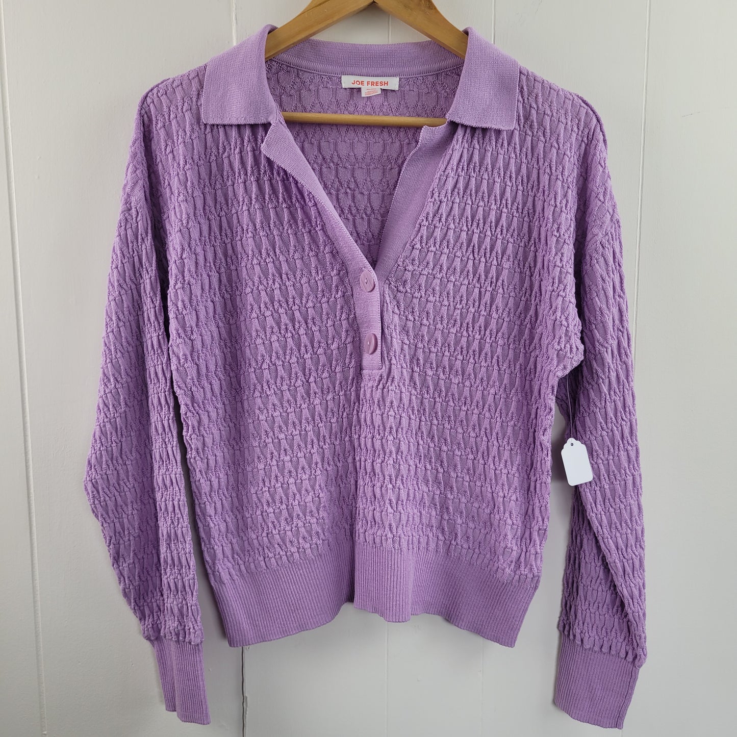 Lavender Purple Textured Knit Sweater - Joe Fresh (XL)