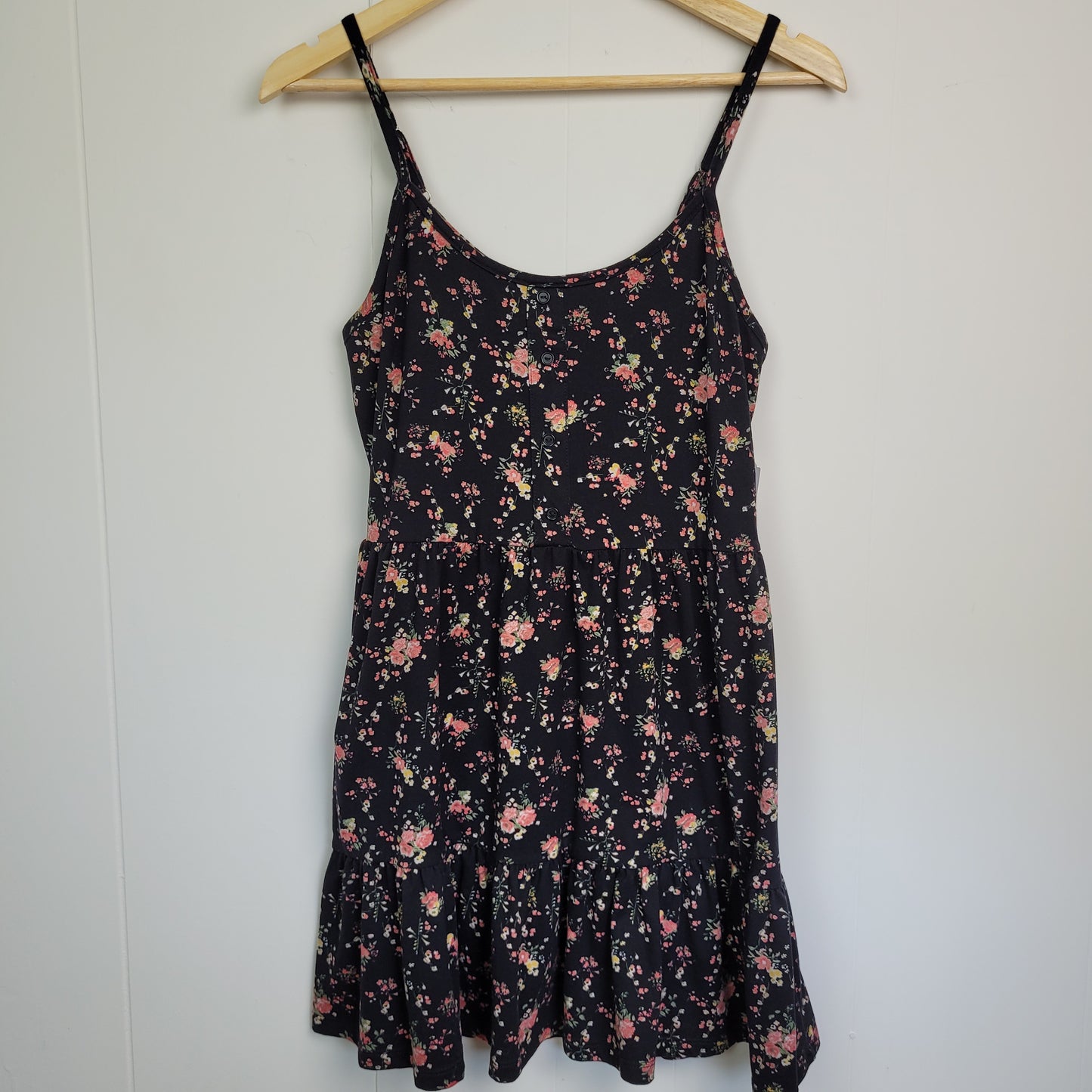 Black Floral Tiered Sundress - Streetwear Society (Small)
