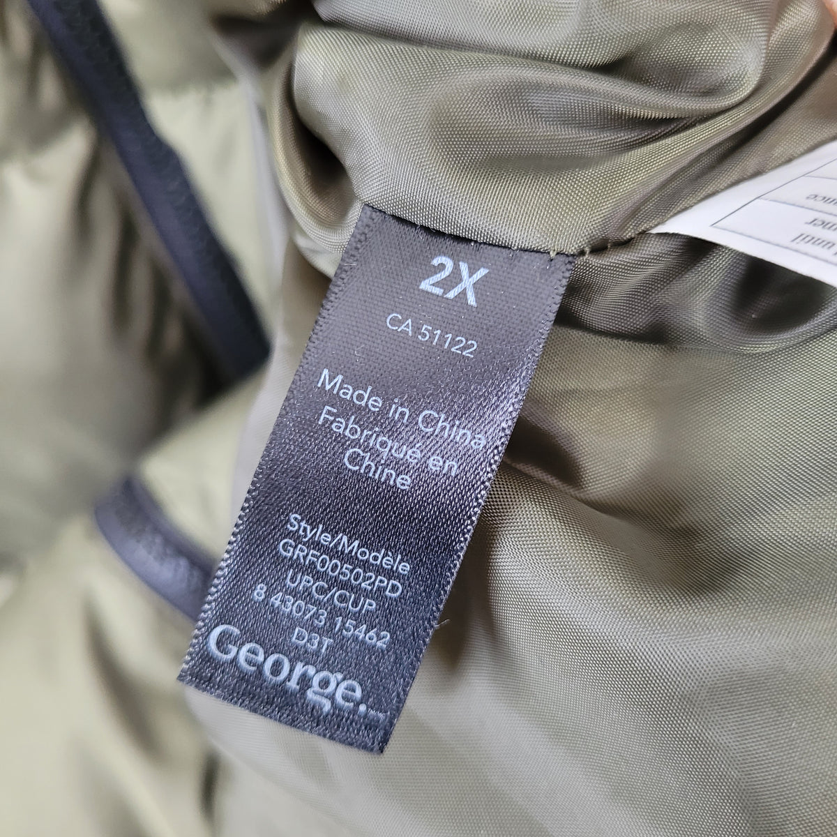 Olive Green Hooded Puffer Winter Coat - George Plus (Size 2X)