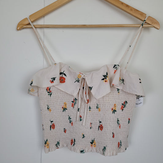 Floral Ruffle Crop Top- Zara TRF (S)