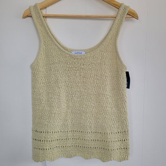 Cream Knit Tank - Lightweight Textured Top -mySTYLE (Size M)