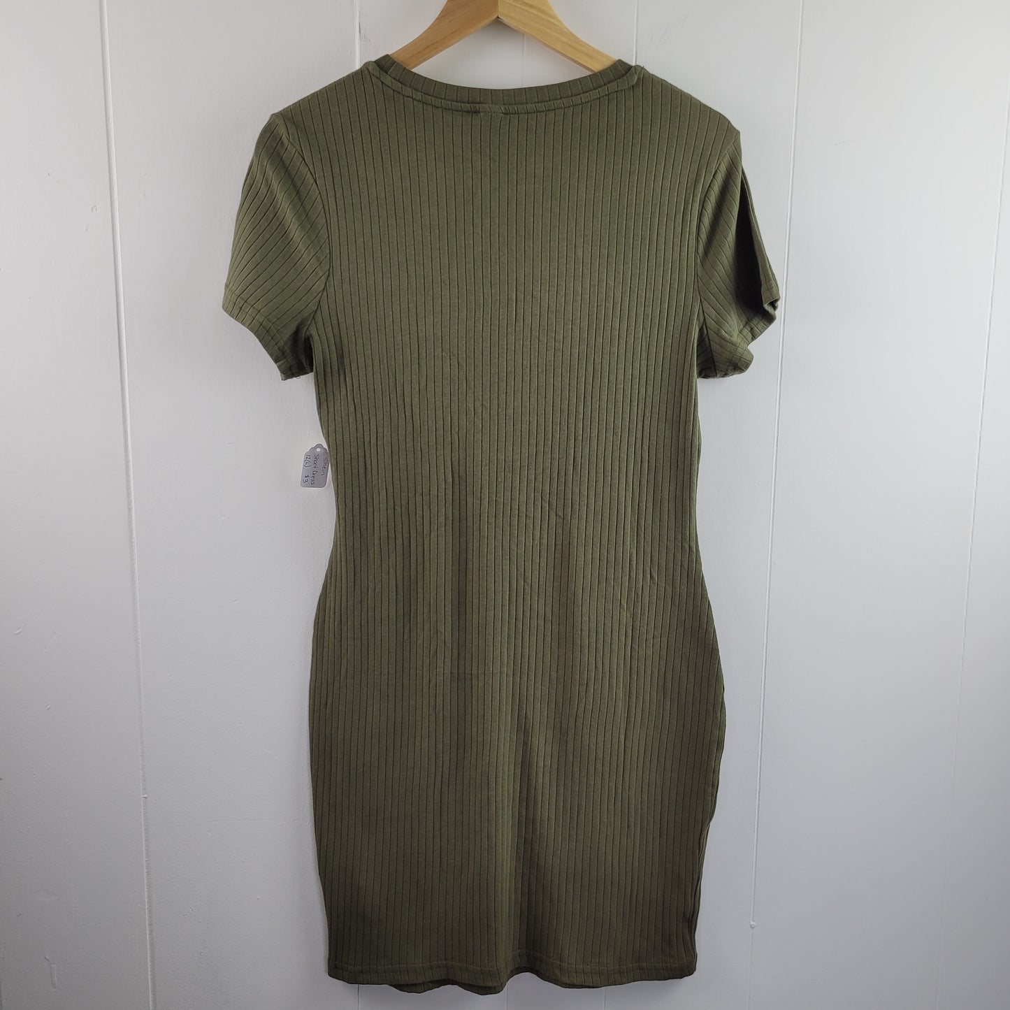 Olive Green Ribbed Bodycon Dress - Shein (US 12)