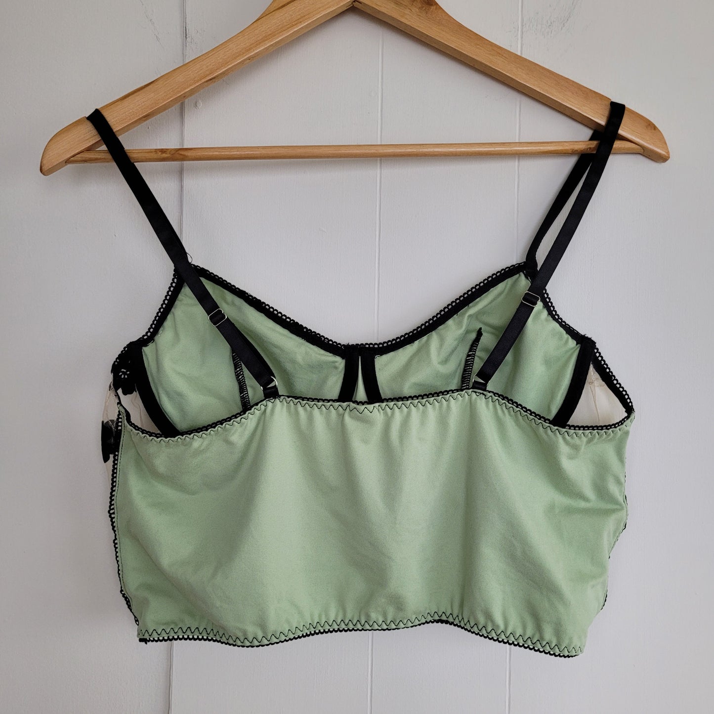 Green Black Sheer Floral Lace Bustier Top - ROMWE (XL)
