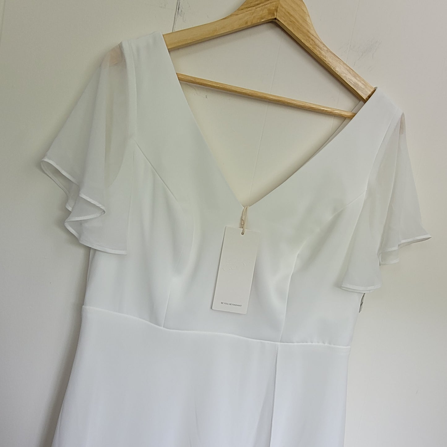 White Flutter Sleeve Midi Dress - Ever Pretty (XXL)