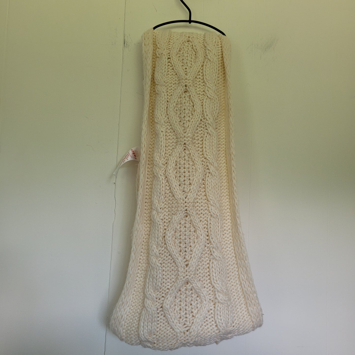 Cream Cable Knit Pom Pom Scarf - Canadiana