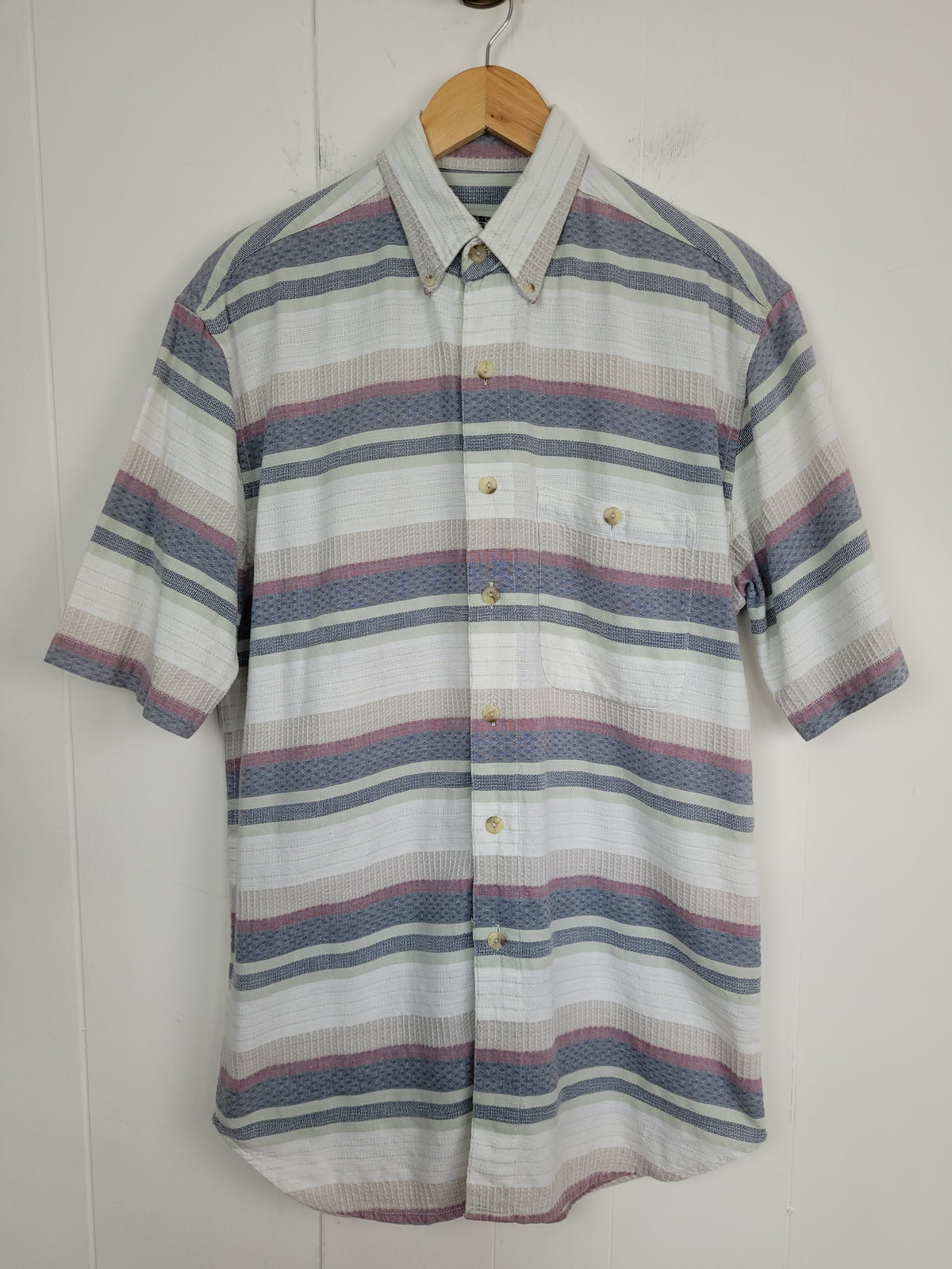 Original Higgins M Men’s Striped Short Sleeve Button-Up Shirt