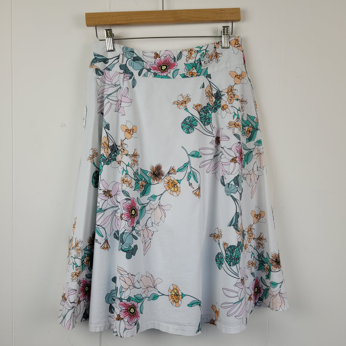 White Floral A-Line Skirt - Le Château (Size 4)