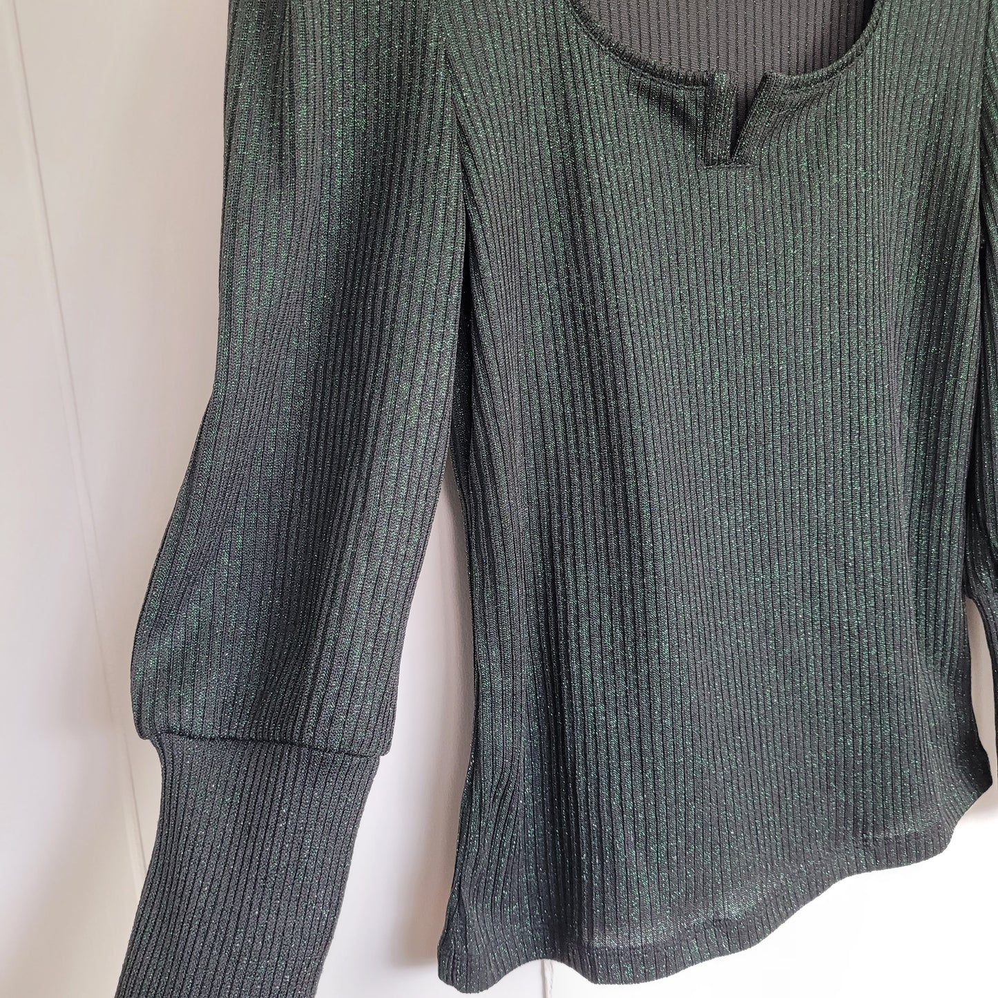 Green Shimmer Rib Knit Top – Cleo (Medium)