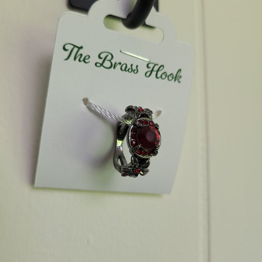 Red Crystal Vintage-Inspired Statement Ring