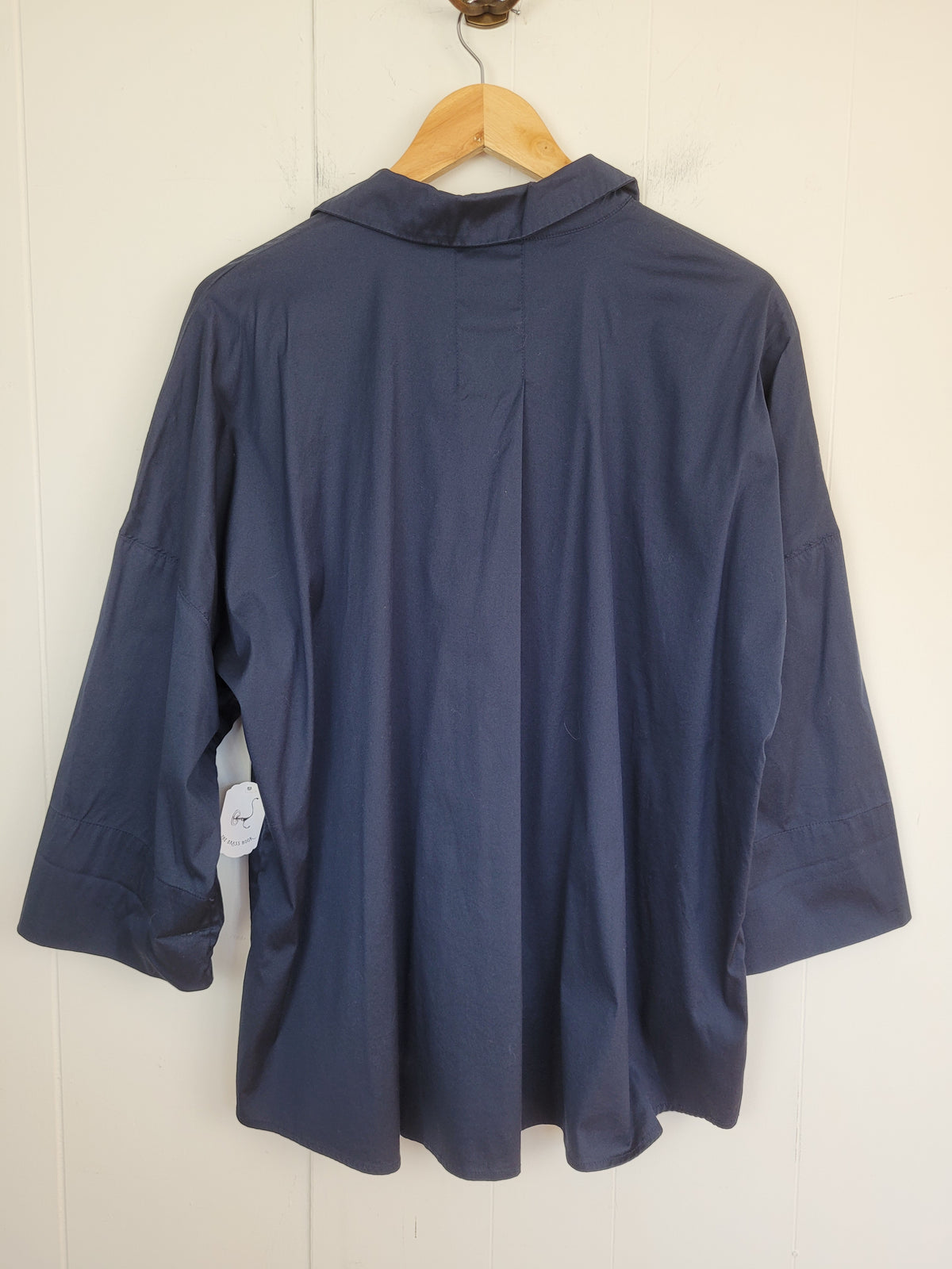 Chico’s Size 3 (XL) Navy Lace-Up Collared Tunic Top