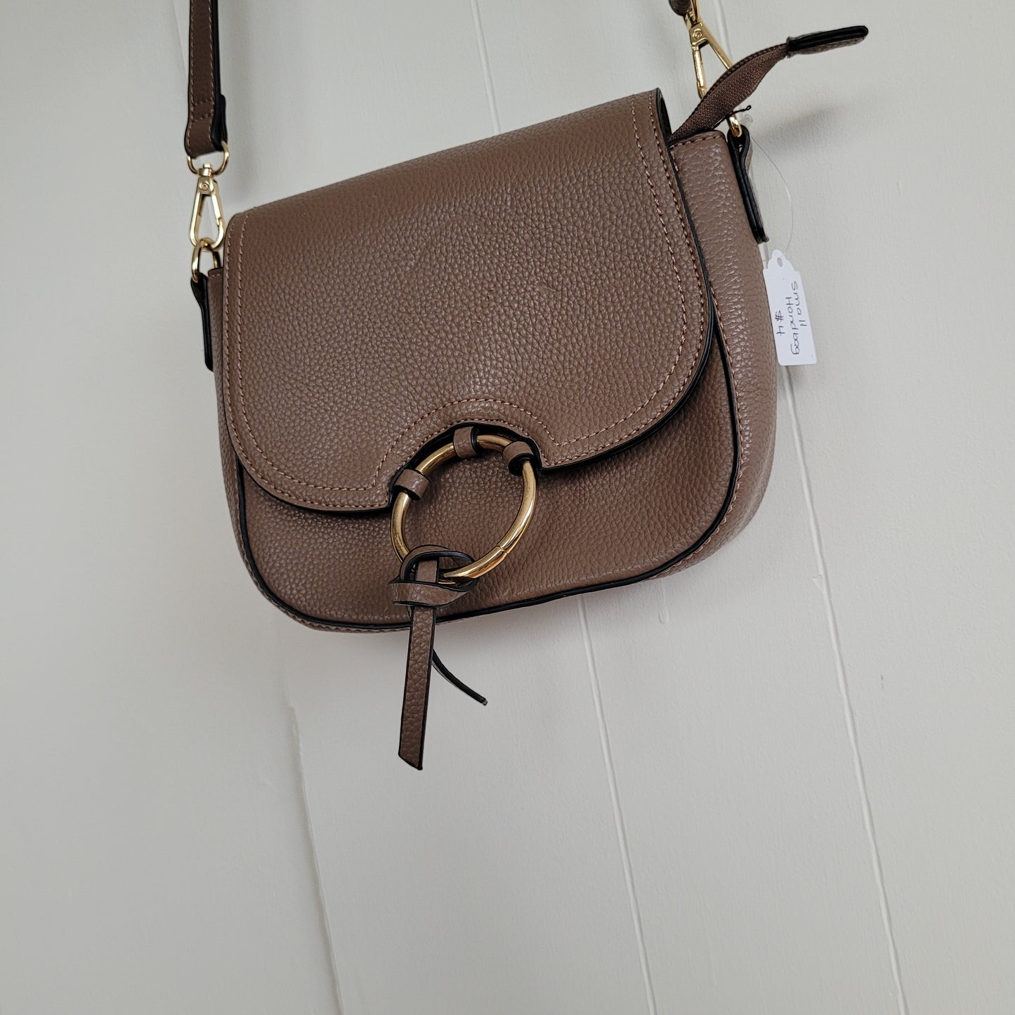 Taupe Crossbody Bag with Gold Hardware - Vieta