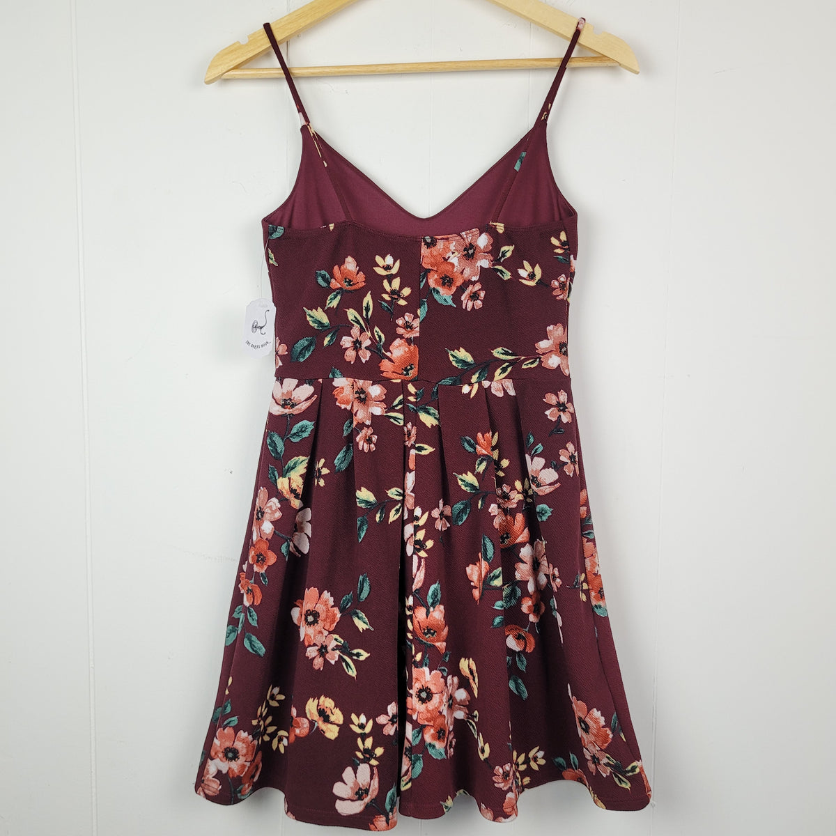 Burgundy Floral Fit & Flare Dress - Soprano (Size S)