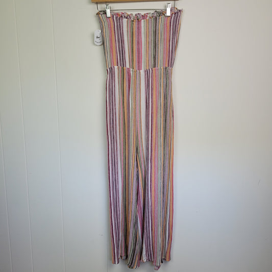 Striped Strapless Wide-Leg Jumpsuit - Hello Heart