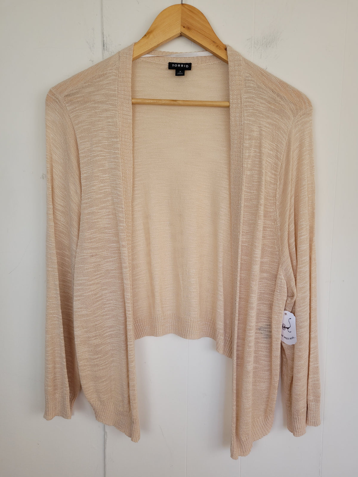 Torrid Size 3 (3X) Beige Open Front Lightweight Cardigan