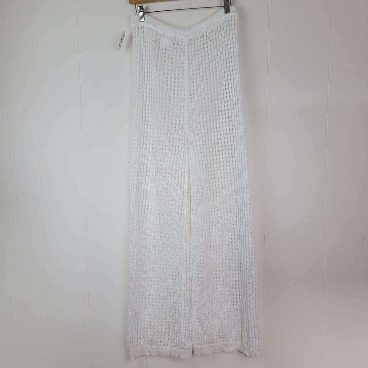 White Open-Knit Wide Leg Cover-Up Pants - Size Small
